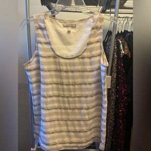 Banana republic cream and gold sequin blouse